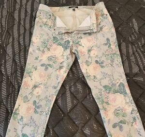 Ralph Lauren Floral Straight Leg Jeans - Cream and Green
